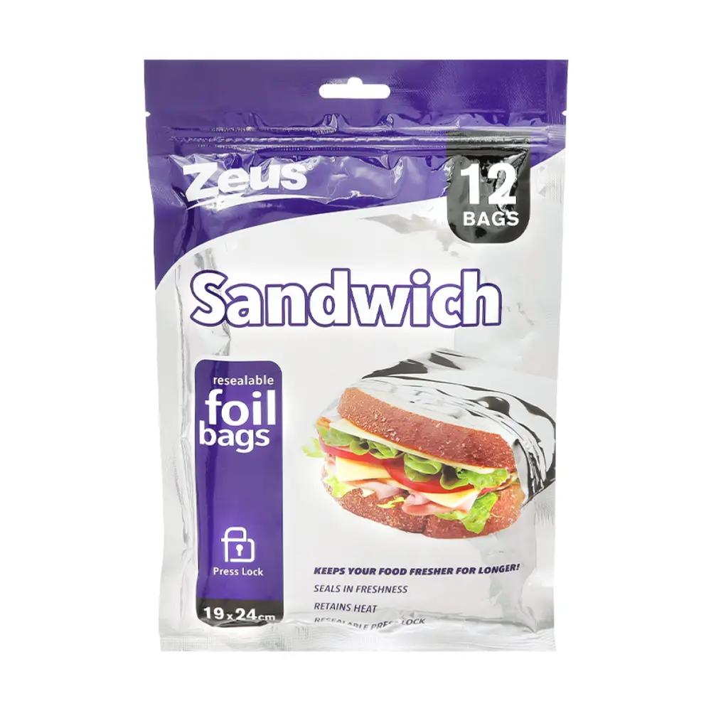 Túi Giấy Bạc Đựng Bánh Mì, Sandwich Resealable Foil Bags, 12 Cái (19 x 24cm) - ZEUS