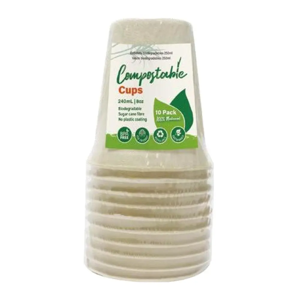 Ly Bã Mía Tự Phân Huỷ, Compostable Cups, 10 Cái (250ml) - UNCLE BILLS