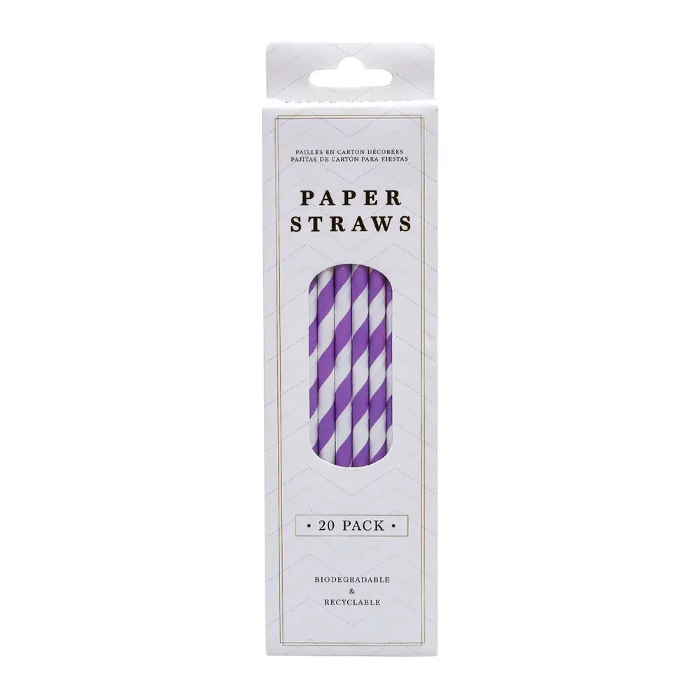 Ống Hút Giấy Tự Phân Hủy Màu Tím, Biodegradable Paper Straws, Purple, 20 Cái - UNCLE BILLS