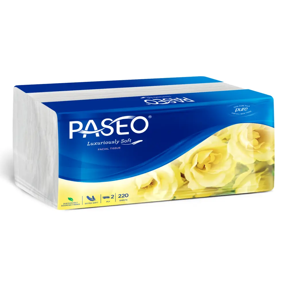 Khăn Giấy Lau Mặt 2 Lớp, Luxuriously Soft Facial Tissue, 220 Tờ (19.5 x 21cm) - PASEO
