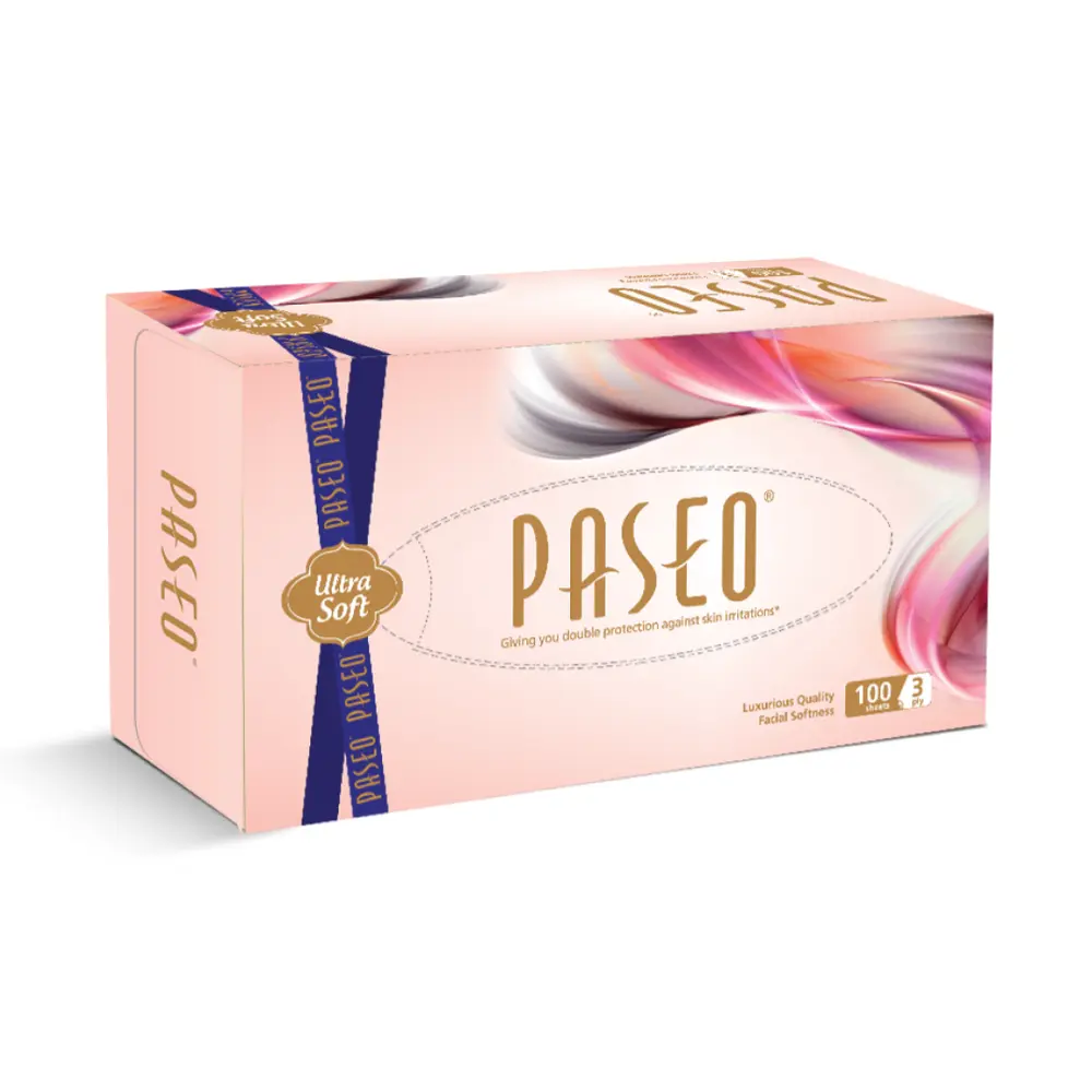 Khăn Giấy Lau Mặt 3 Lớp, Ultra Soft Facial Tissue, 100 Tờ (19.5 x 21cm) - PASEO