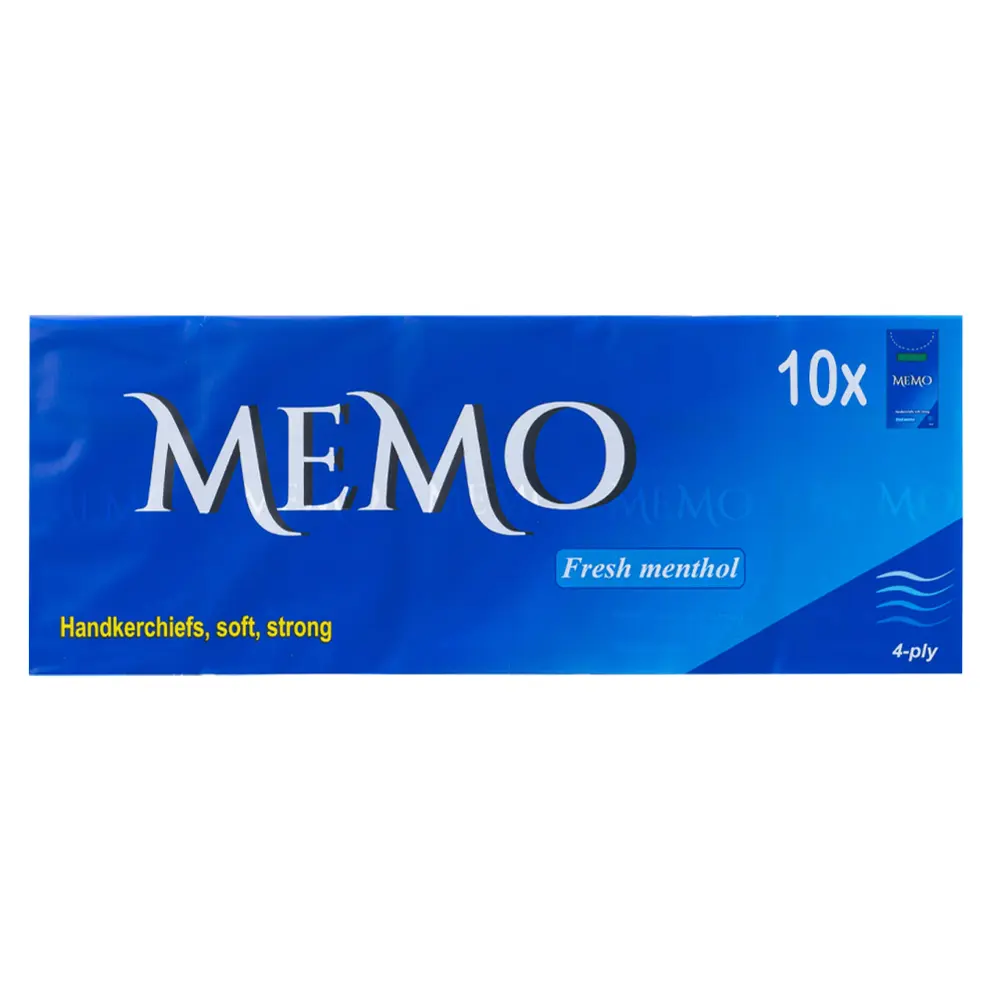 Khăn Giấy 4 Lớp, Handkerchief, Fresh Menthol, 10 Gói - MEMO