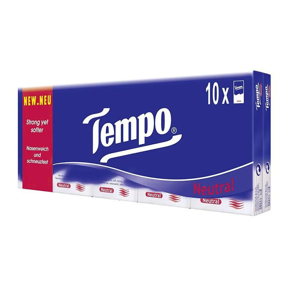 Khăn Giấy Bỏ Túi Không Mùi, Pocket Tissues, Neutral, 10 Gói (210 x 210mm) - TEMPO