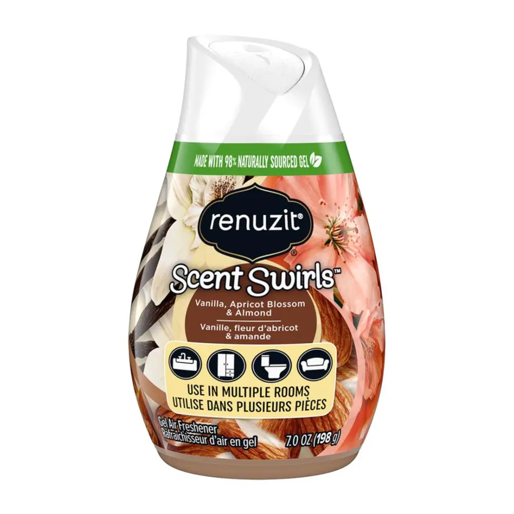 Sáp Thơm Phòng Hương Vani, Hoa Đào & Hạnh Nhân, Gel Air Freshener, Scent Swirls, Vanilla, Apricot Blossom & Almond, 7 oz (198g) - RENUZIT