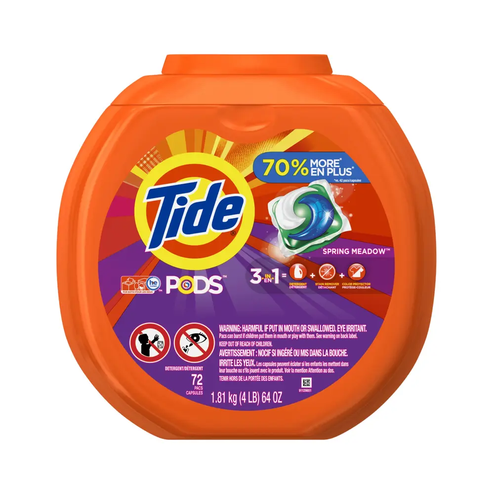 Viên Giặt, 3 in 1 Laundry Detergent Pods, Spring Meadow, 72 Viên, 64oz (1.81kg) - TIDE