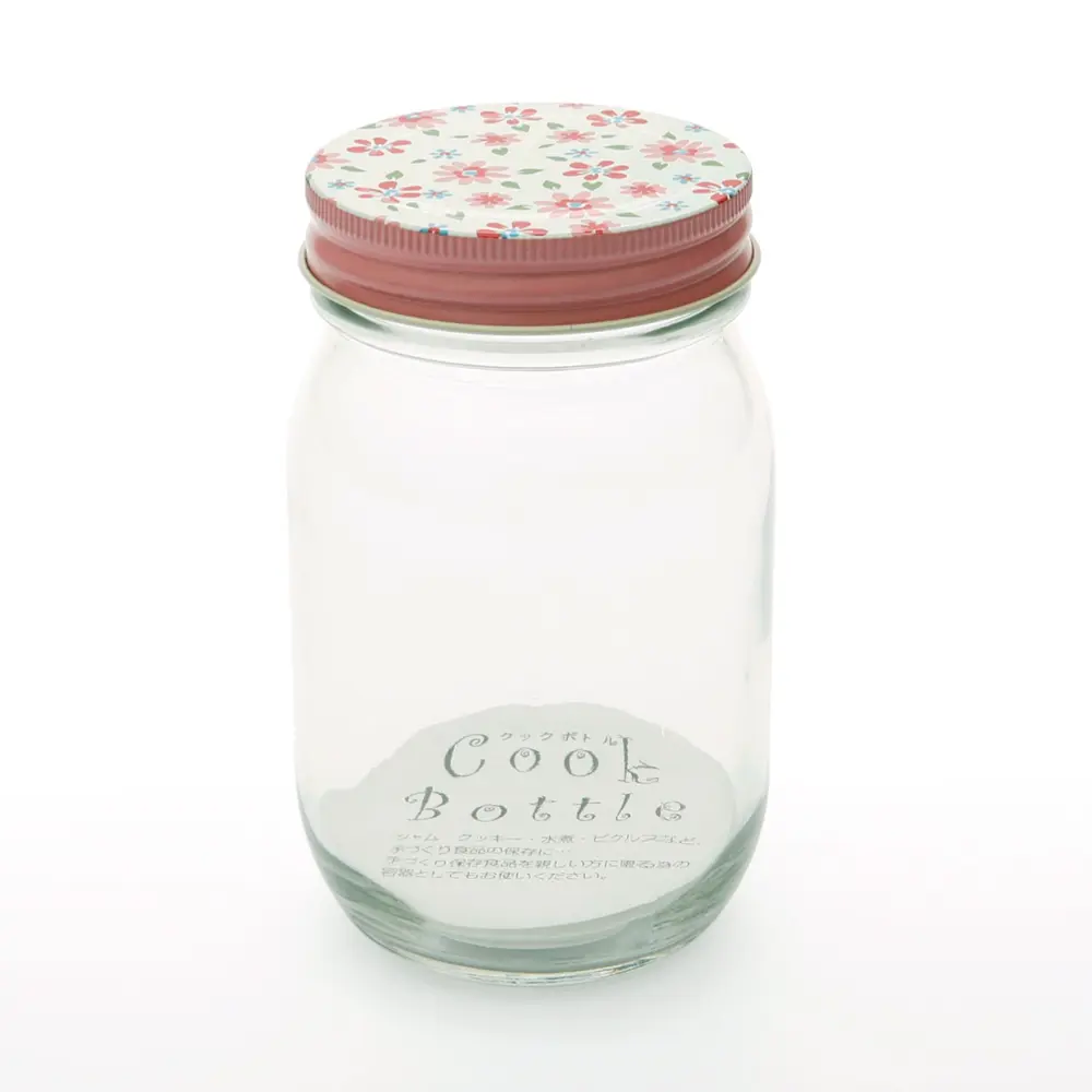 Hũ Thủy Tinh Nắp Hoa Văn, Glass Jar (450ml) - ADERIA