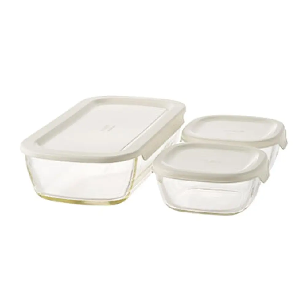Bộ Hộp Thủy Tinh Chịu Nhiệt, Stackable Heatproof Glass Container M, 3 Cái (600ml, 600ml, 1400ml) - HARIO