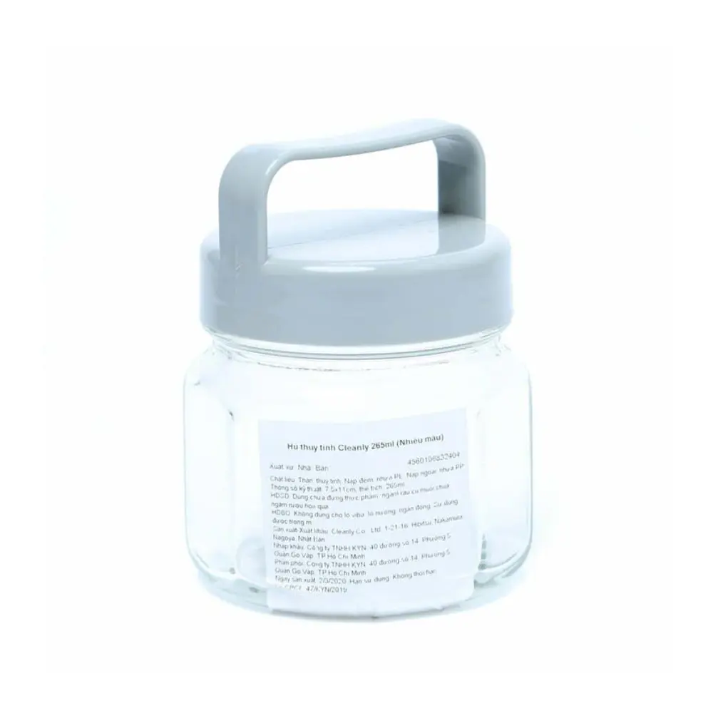 Hũ Thủy Tinh Nắp Quai Xách (Nhiều Màu), Portable Glass Bottle (265ml) - CLEANLY