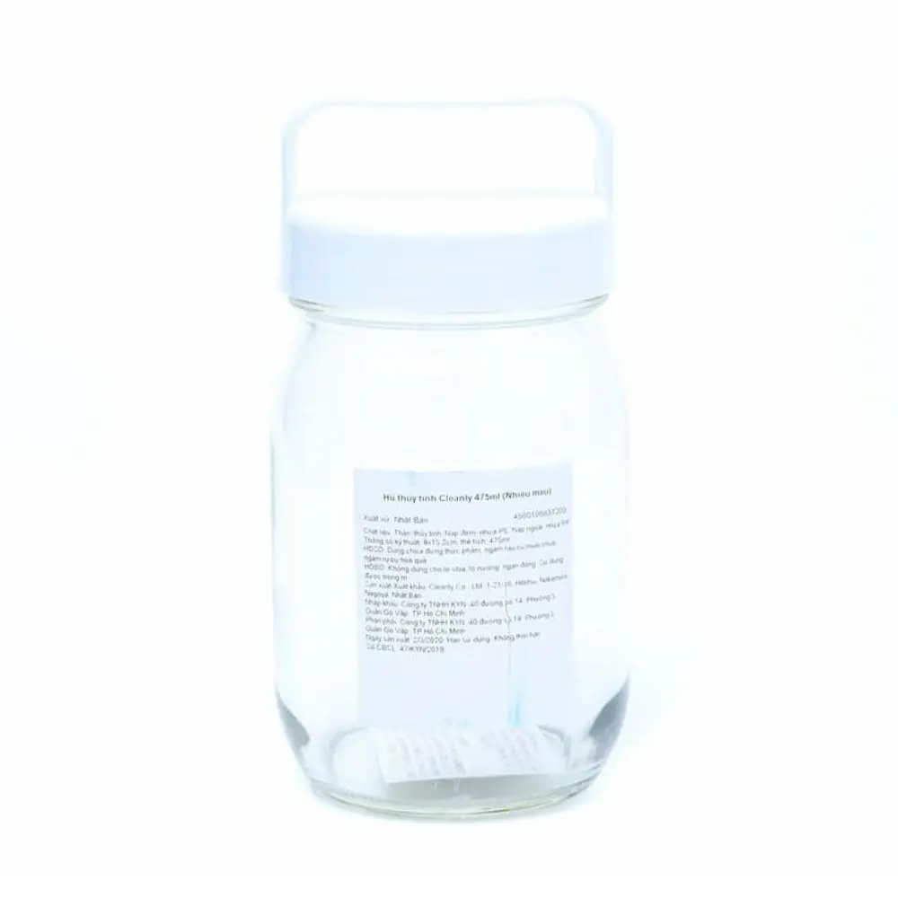 Hũ Thủy Tinh Nắp Quai Xách (Nhiều Màu), Portable Glass Bottle (475ml) - CLEANLY