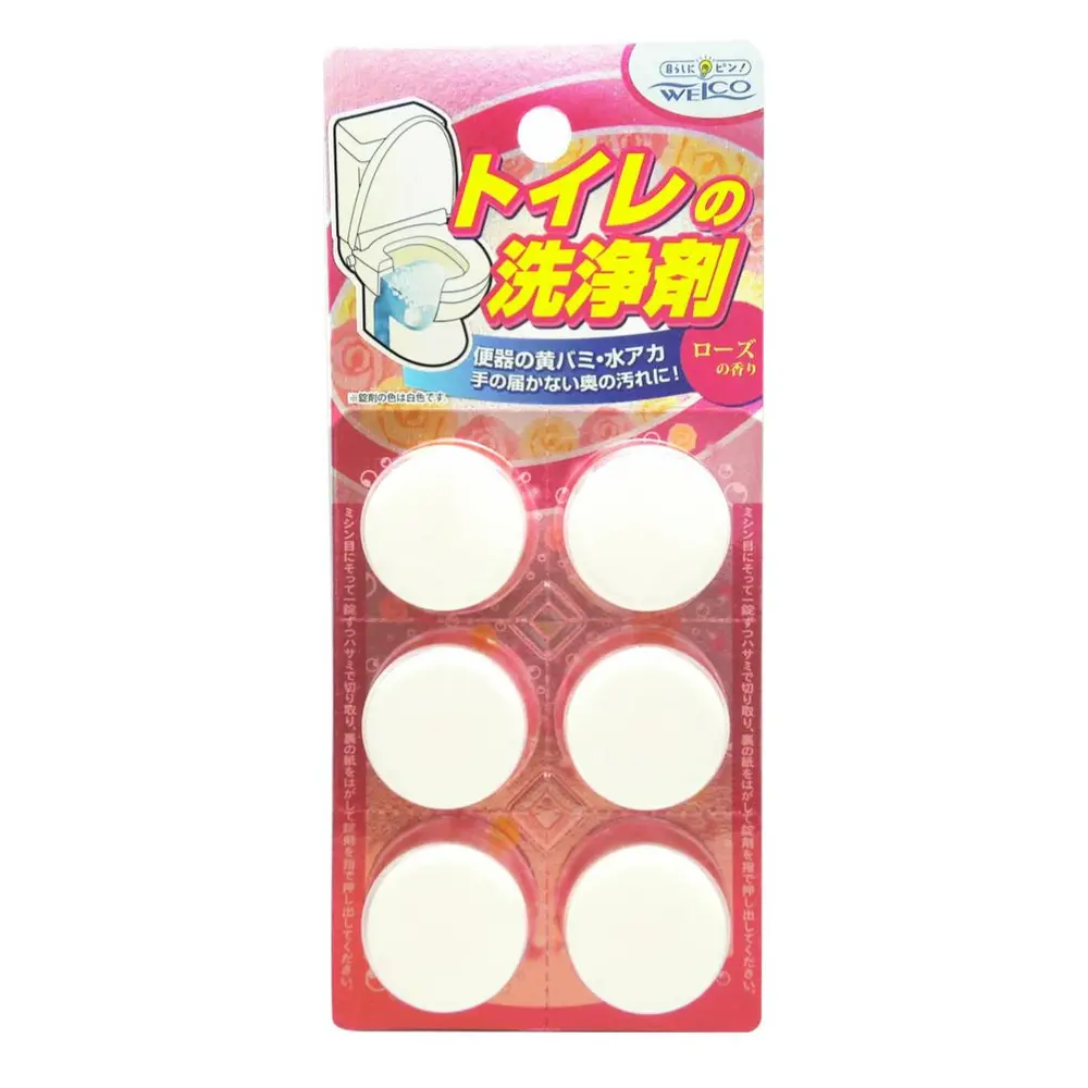 Viên Tẩy Rửa, Diệt Khuẩn, Khử Mùi Bồn Cầu Hương Hoa Hồng, Toilet Bowl Cleaner Tablets, Rose, 6 Viên (102g) - WELCO