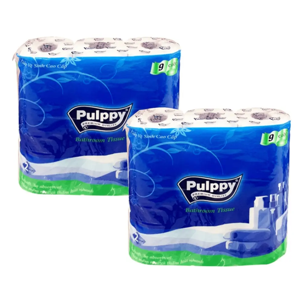 Giấy Vệ Sinh, Giấy Lụa 2 Lớp Cao Cấp, Premium Bathroom Tissue, 9 Cuộn (279m) - PULPPY
