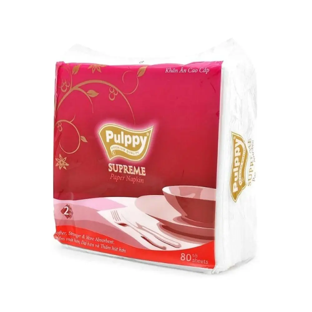 Khăn Ăn Cao Cấp, Supreme Paper Napkin, 2 Ply, 80 Tờ (330 x 330mm) - PULPPY