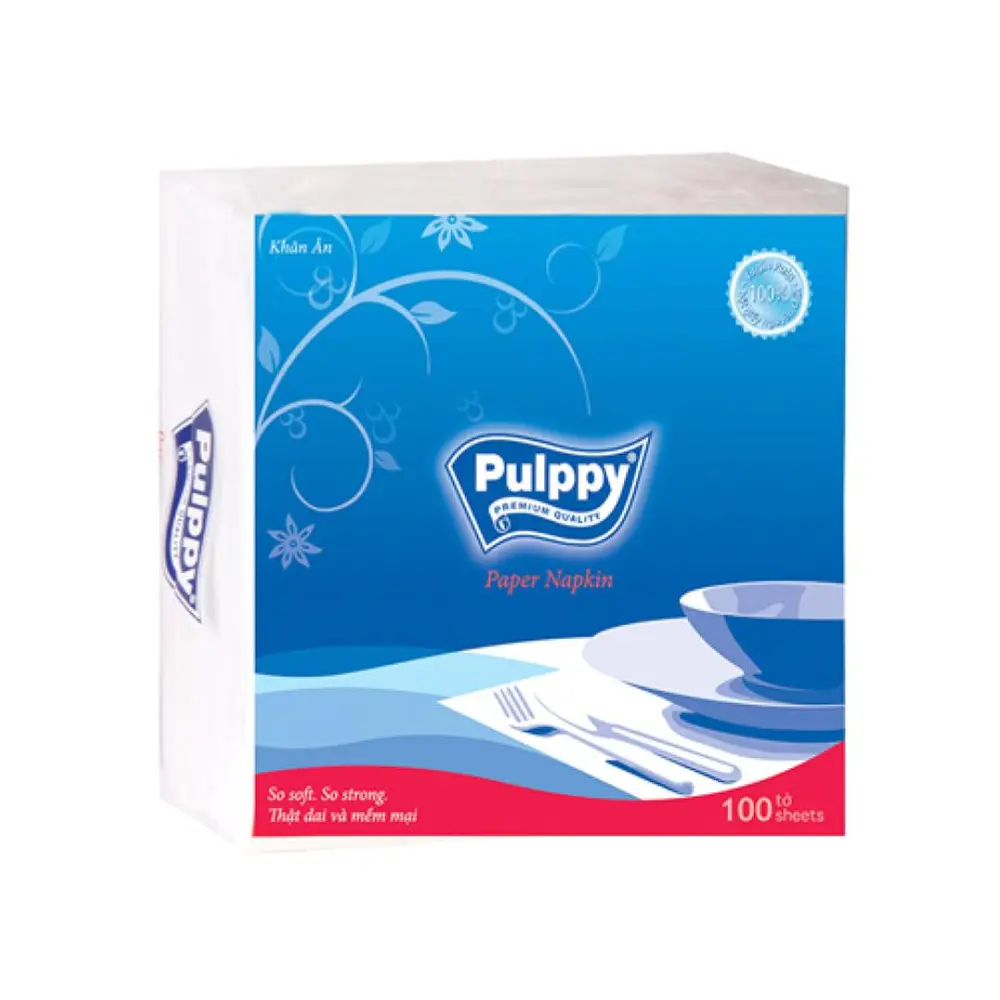 Khăn Ăn Cao Cấp, Premium Paper Napkin, 1 Ply, 100 Tờ (330 x 330mm) - PULPPY