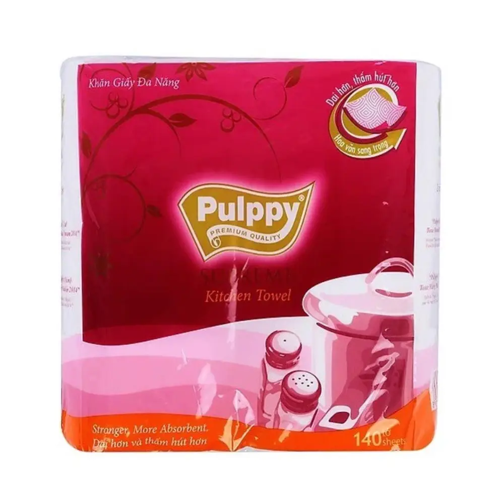Khăn Giấy Bếp Đa Năng, Supreme Kitchen Towel, 2 Cuộn, 140 Tờ (228 x 200mm) - PULPPY
