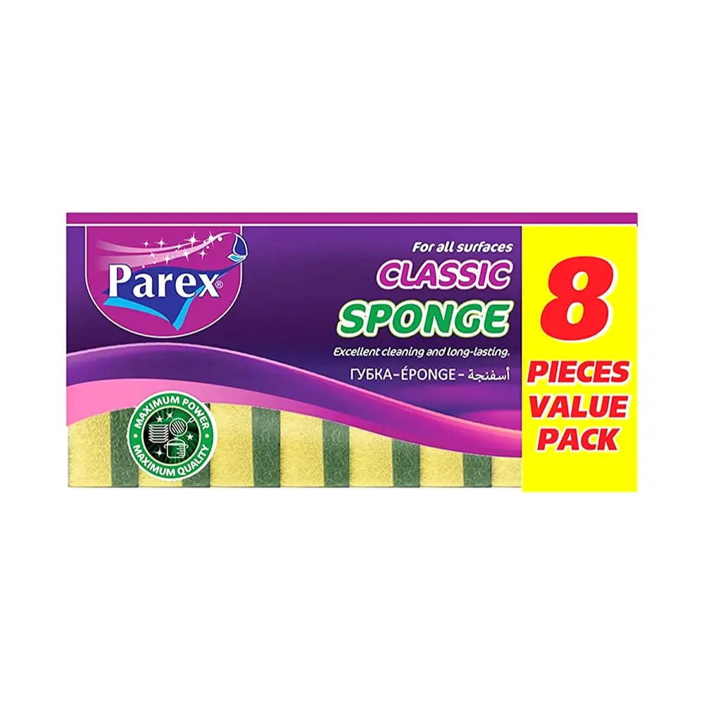 Miếng Mút Rửa Chén 2 Mặt, Classic Sponge, All Surfaces, 8 Miếng - PAREX