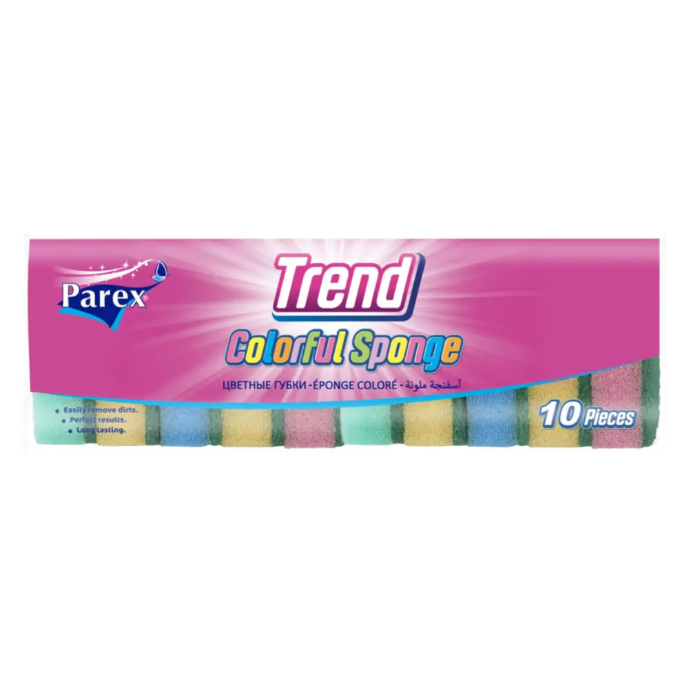 Miếng Mút Rửa Chén 2 Mặt, Trend, Colorful Sponge, 10 Miếng - PAREX