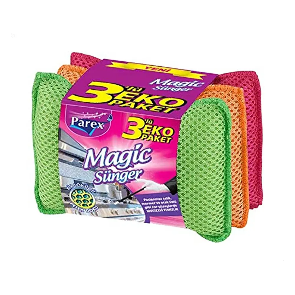 Miếng Rửa Chén Cao Cấp, Magic Sponge, Multi Color, 3 Miếng - PAREX