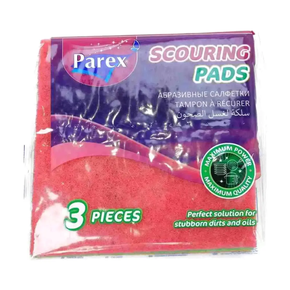 Miếng Cước Cọ Rửa Vết Bẩn Cứng Đầu, Scouring Pads for Stubborn Dirt & Oil, 3 Miếng (13 x 14cm) - PAREX