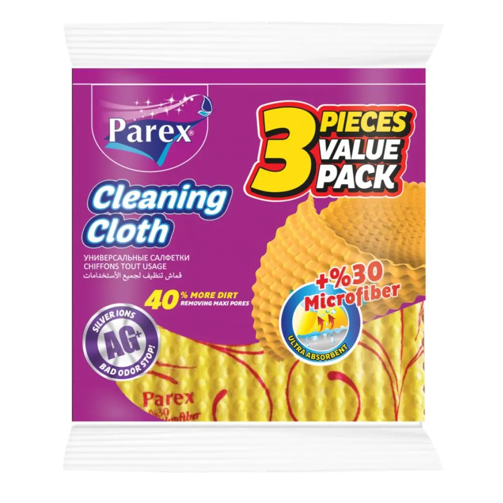 Khăn Lau Cao Cấp, Cleaning Cloth, +30% Microfiber, 3 Miếng (35 x 34cm) - PAREX