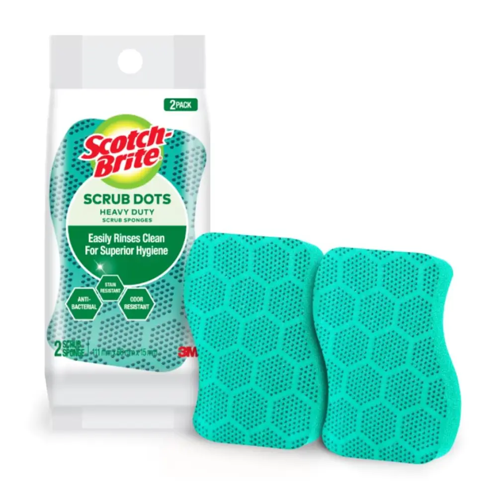 Miếng Rửa Chén Hạt Nổi, Scotch-Brite, Scrub Dots Heavy Duty Scrub Sponge, 2 Miếng (114 x 69 x 26mm) - 3M