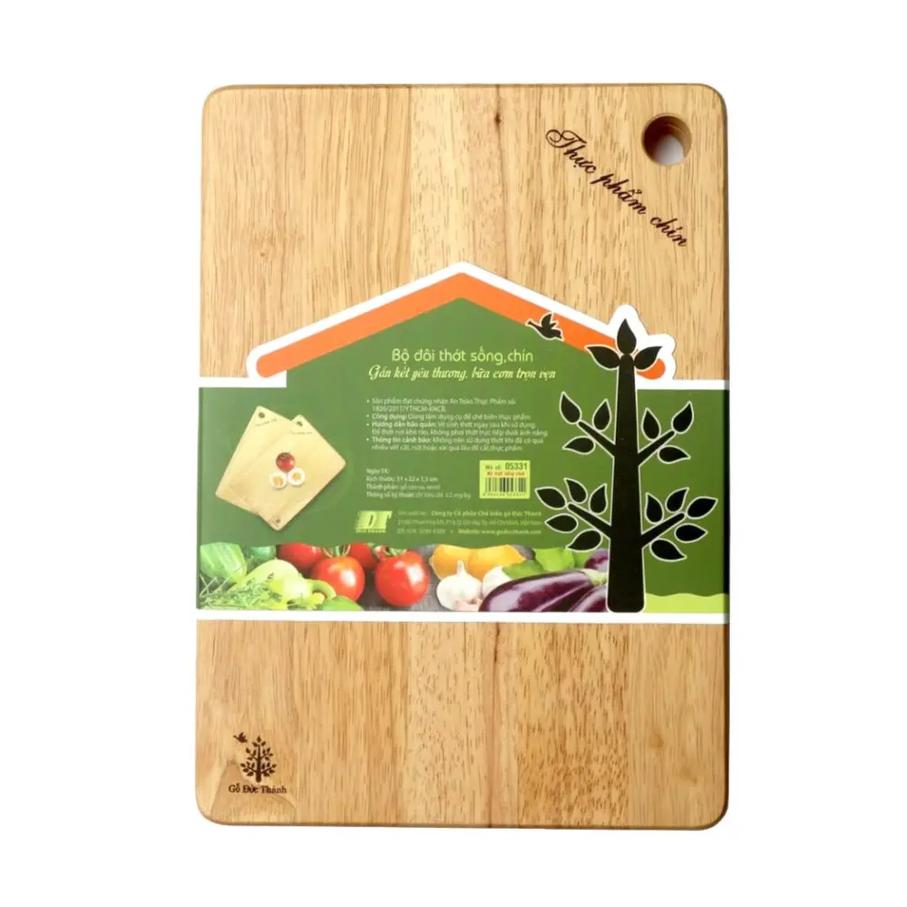 Bộ Thớt Sống, Chín, Wooden Chopping Board Set, 2 Cái (31 x 22 x 1.5cm) - GO DUC THANH