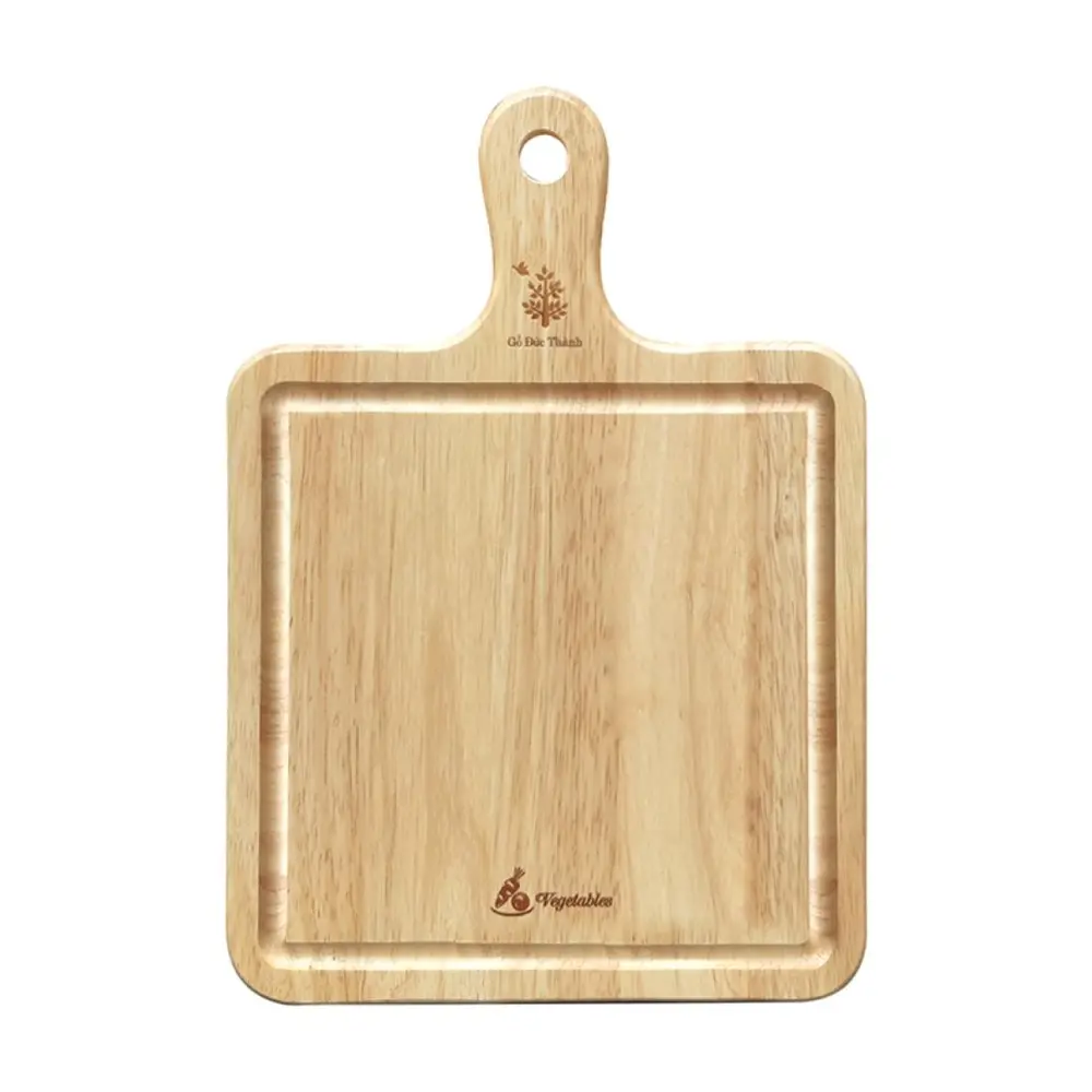 Thớt Gỗ Vuông Tay Cầm Cắt Rau Củ, Square Wooden Cutting Board with Handle, for Veggies (27.5 x 20 x 1cm) - GO DUC THANH