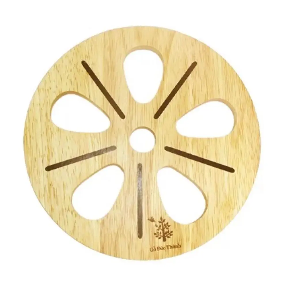 Rế Hình Hoa Lót Nồi, Wooden Coaster, Flower Design (18x 18 x 1.2cm) - GO DUC THANH