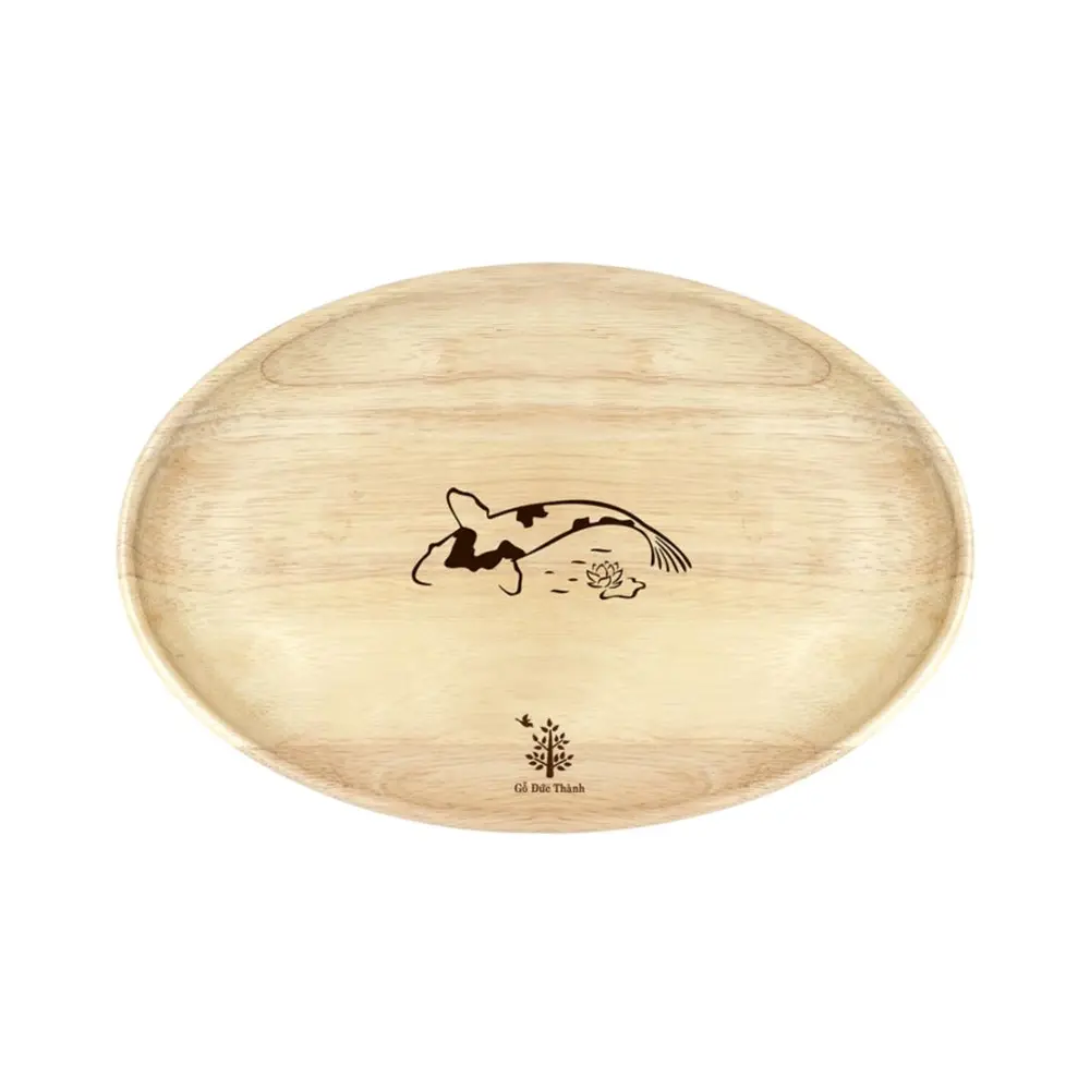 Đĩa Gỗ Oval Size Trung, Wooden Oval Plate, Medium (30.5 x 20.5 x 2cm) - GO DUC THANH
