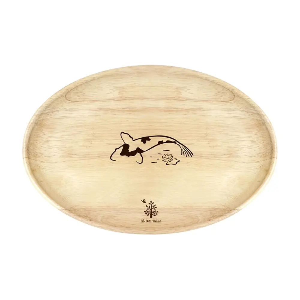 Đĩa Gỗ Oval Lớn, Wooden Oval Plate (34 x 24 x 2cm) - GO DUC THANH