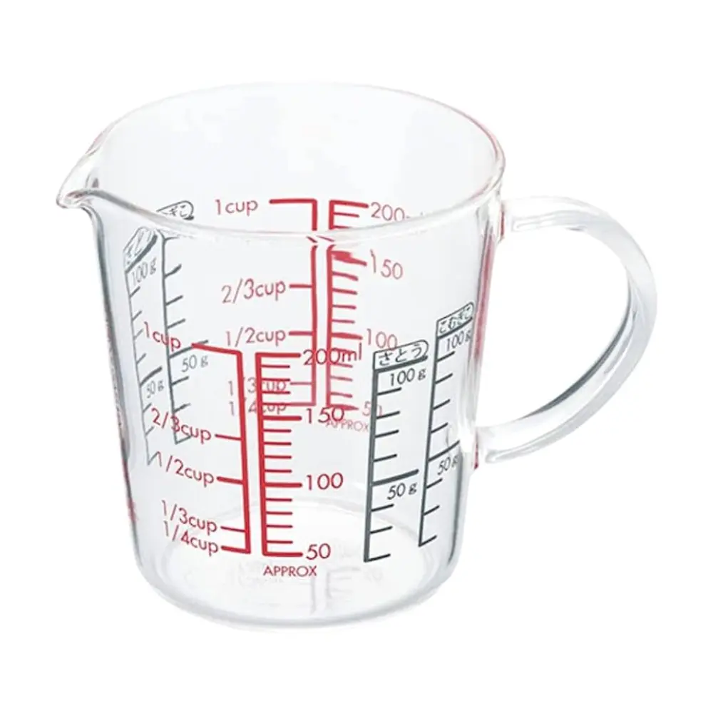 Ca Đo Lường Thủy Tinh, Measuring Cup, 200ml, CMJW-200 (11.8 x 8.1 x 8.7cm) - HARIO