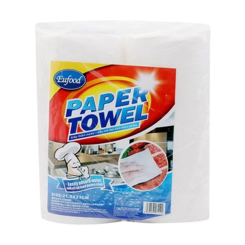 Giấy Thấm Nước, Dầu Mỡ Thực Phẩm, Paper Towel, 2 Cuộn, 140 Tờ (21.5 x 23cm) - EUFOOD
