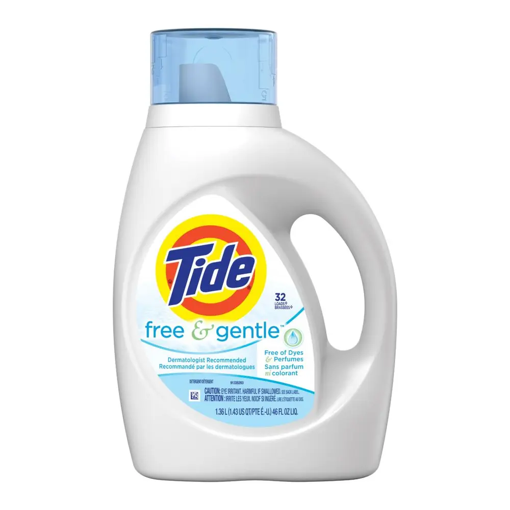 Nước Giặt Dịu Nhẹ Không Mùi, Liquid Laundry Detergent, Free & Gentle, 32 Lần Giặt, 46 fl oz (1.36L) - TIDE
