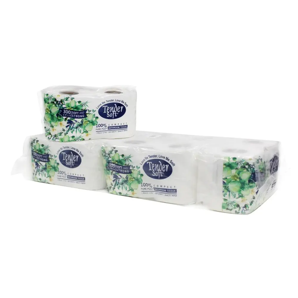 Giấy Vệ Sinh 2 Lớp, Bathroom Tissue, 10 Cuộn, 3000 Tờ (100 x 100mm) - TENDER SOFT