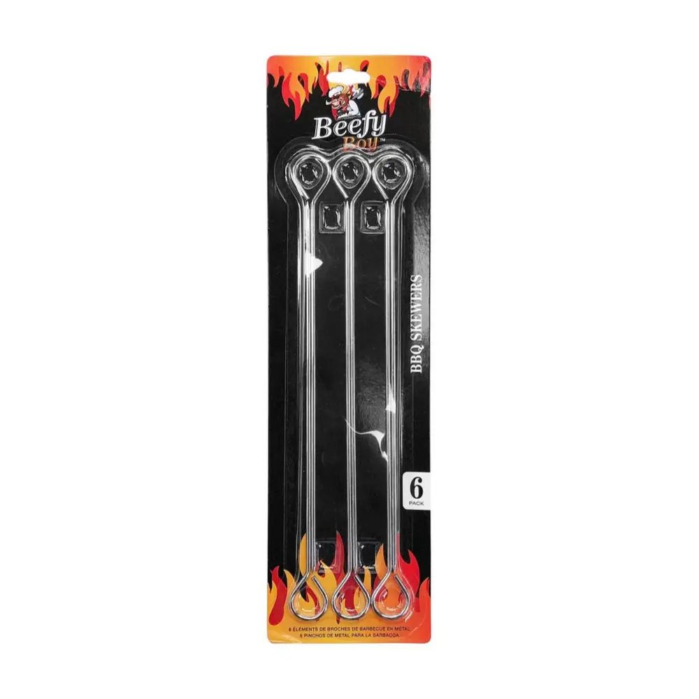 Xiên Nướng Bằng Thép, Metal BBQ Skewers, 6 Cái (26cm) - BEEFY BOY