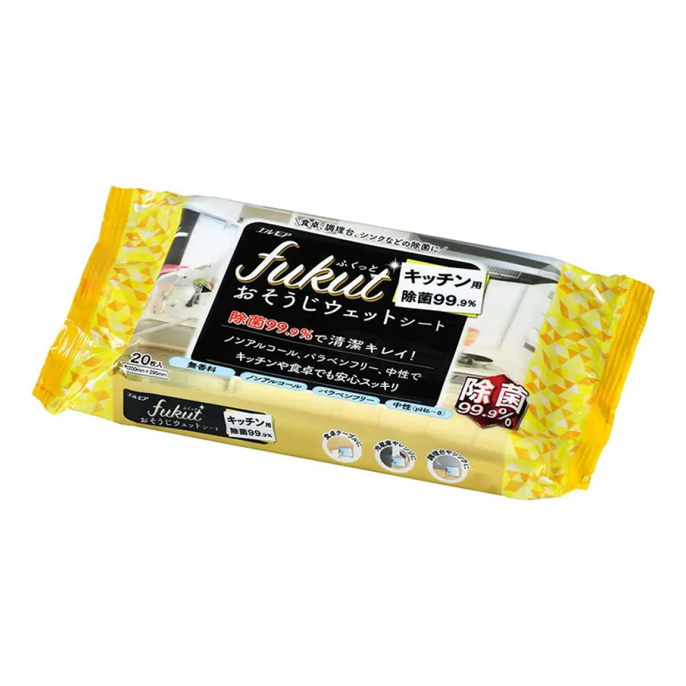Khăn Giấy Ướt Chùi Bếp, Fukut, Kitchen Wet Wipes, 20 Tờ (200 x 295mm) - ELLEMOI