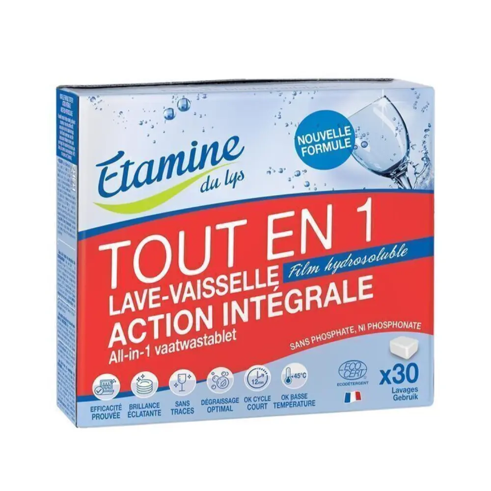 Viên Rửa Bát Hữu Cơ, Tout en 1 Lave-Vaisselle, 30 Viên (360g) - ETAMINE DU LYS