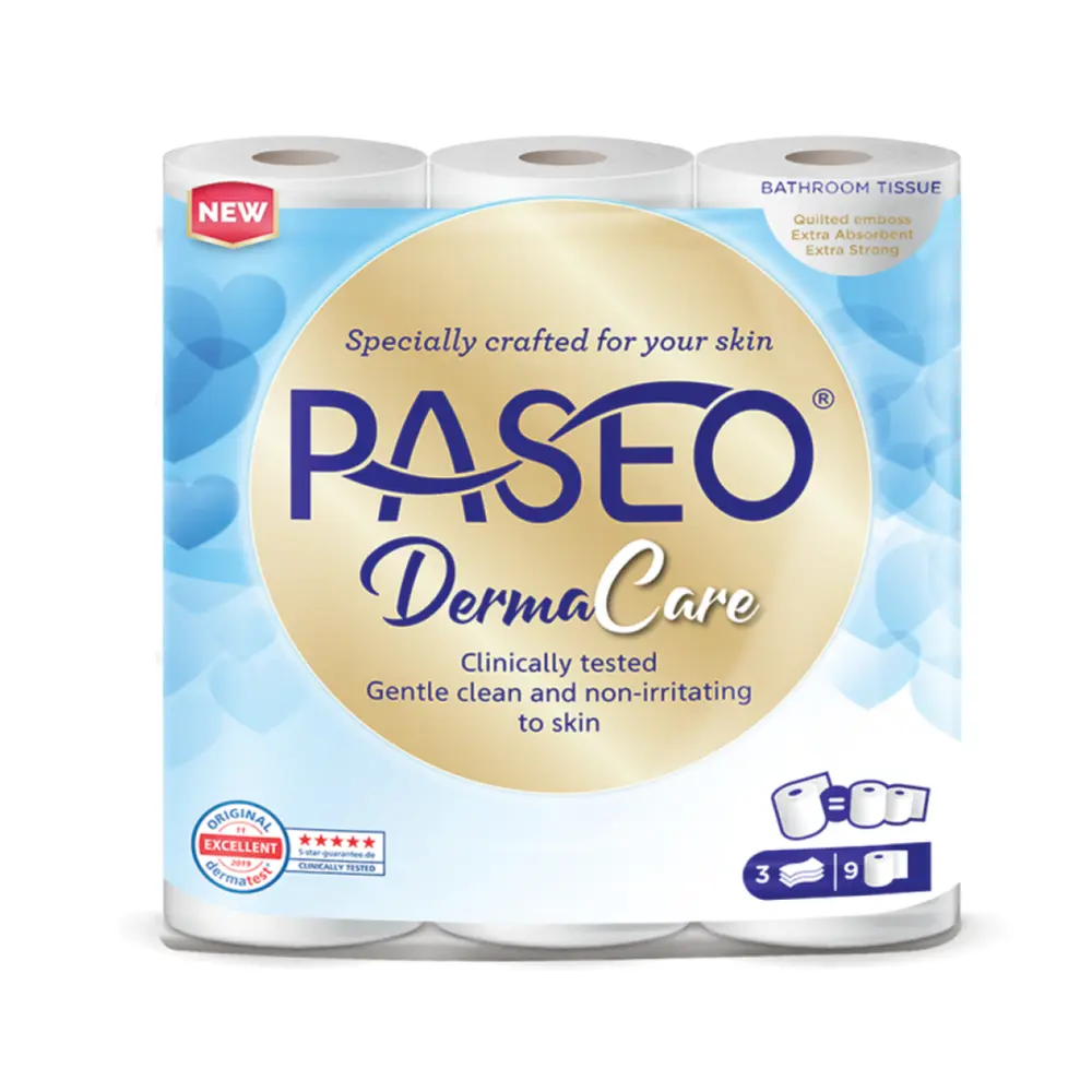 Giấy Vệ Sinh 3 Lớp, Demar Care, Toilet Paper Roll, 9 Cuộn (10 x 10cm) - PASEO