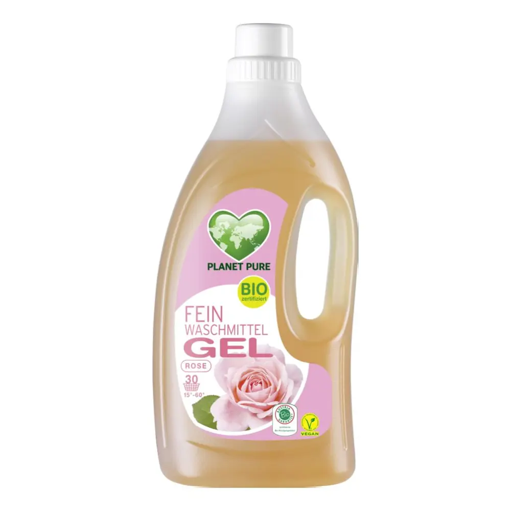 Nước Giặt Hương Hoa Hồng Hữu Cơ Cho Vải Lụa, Bio Delicate Laundry Detergent Gel, Rose, 30 Lần Giặt (1.5L) - PLANET PURE