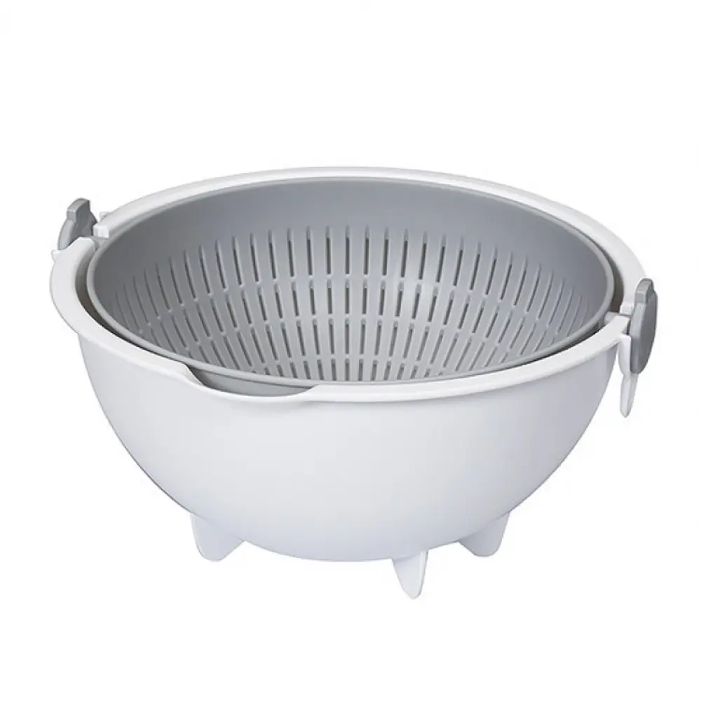 Rổ Nhựa Xoay Ráo Nước, Double-Layer Rotating Fruit & Vegetable Wash Basket (25.7 x 25.5cm) - KOKUBO