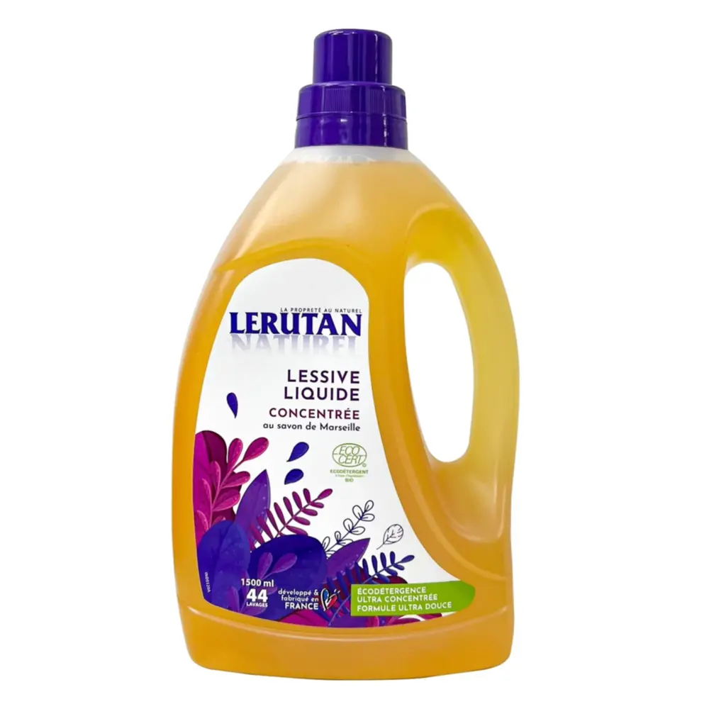 Nước Giặt Đậm Đặc Hữu Cơ, Lessive Liquide Concentree, au Savon de Marseille, 44 Lần Giặt (1500ml) - LERUTAN