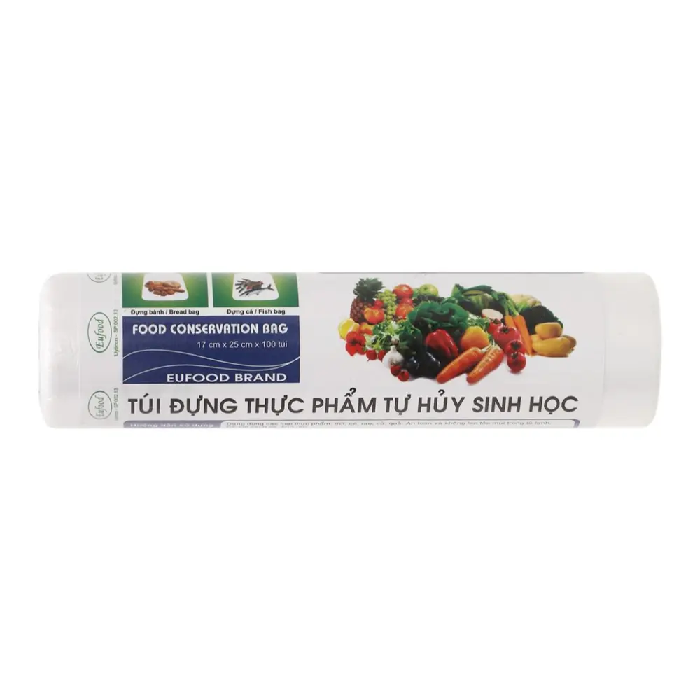 Túi Đựng Thực Phẩm Tự Phân Hủy Sinh Học, Biodegradable Food Conservation Bag, 100 Túi (17 x 25cm) - EUFOOD