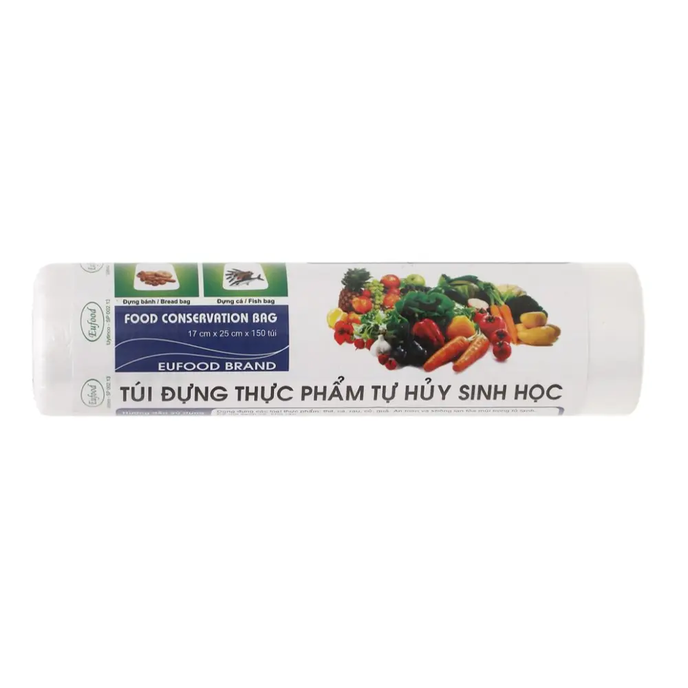 Túi Đựng Thực Phẩm Tự Phân Hủy Sinh Học, Biodegradable Food Conservation Bag, 150 Túi (17 x 25cm) - EUFOOD