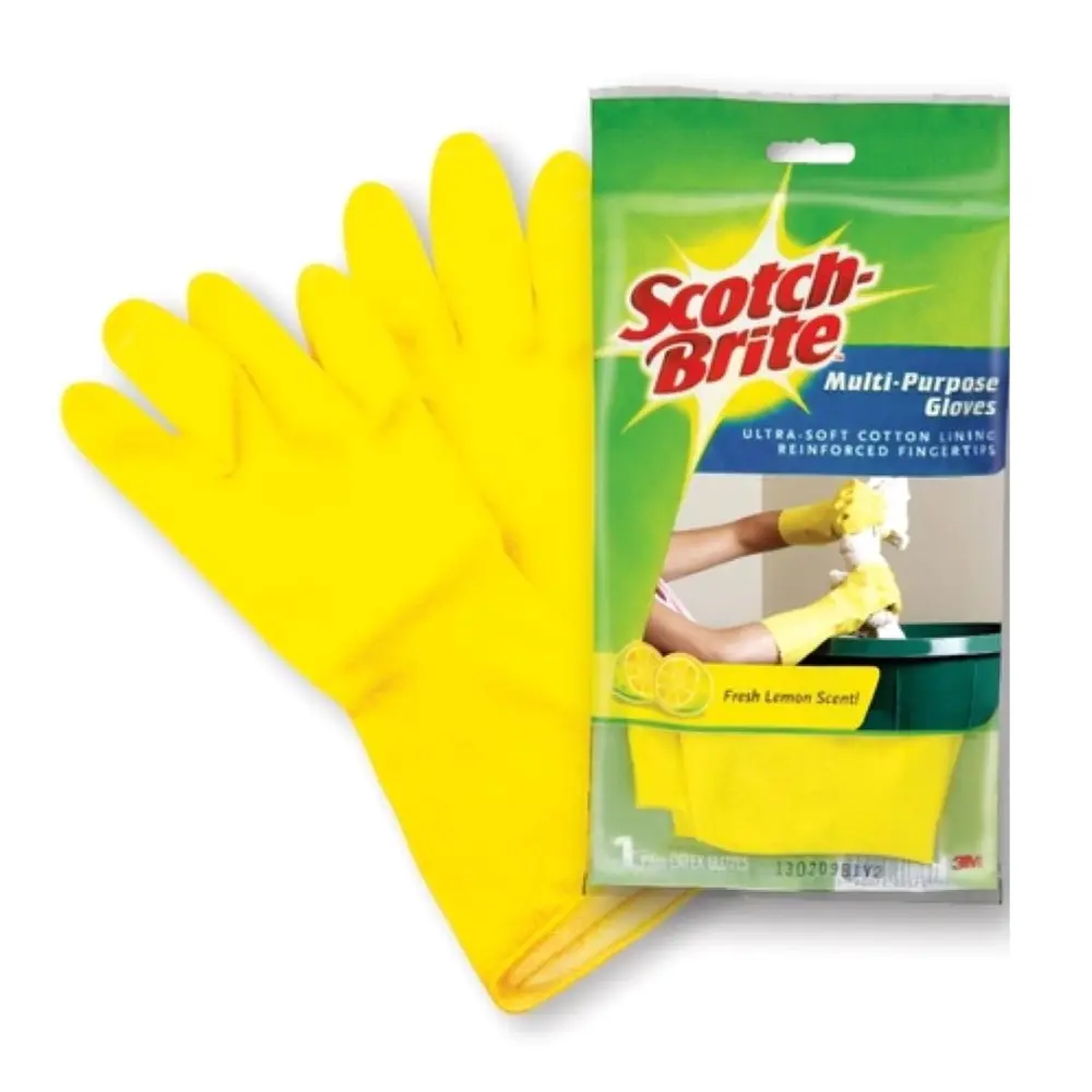 Găng Tay Đa Dụng Hương Chanh, Scotch-Brite, Multi-Purpose Gloves, Fresh Lemon Scent, Size L, 1 Cặp - 3M
