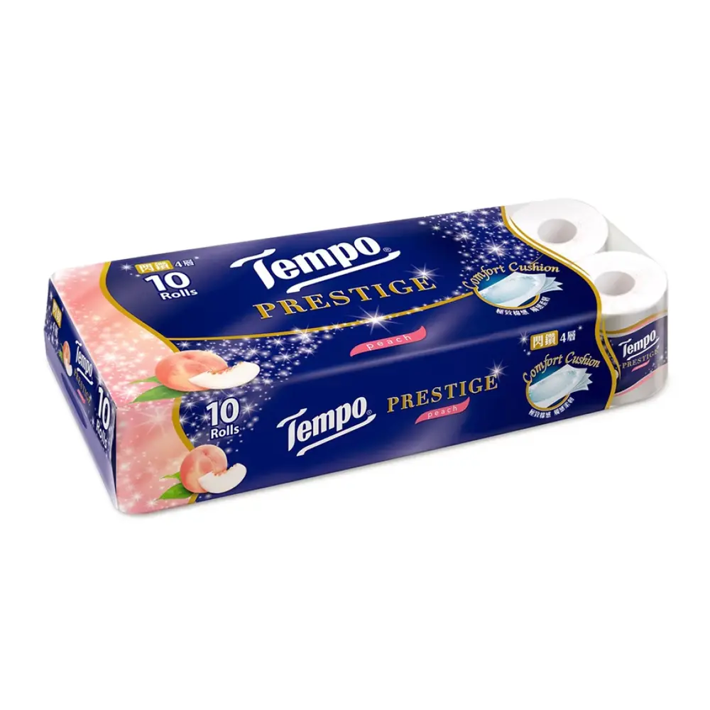 Giấy Vệ Sinh 4 Lớp Hương Đào, Prestige Peach Bathroom Tissue, 10 Cuộn (138 x 108mm) - TEMPO