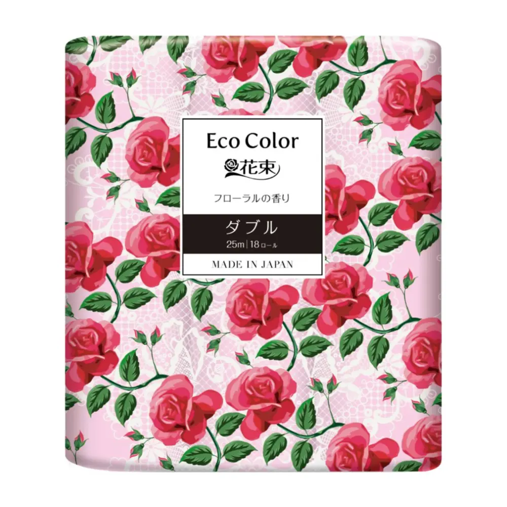 Giấy Vệ Sinh 2 Lớp Hoa Hồng Đỏ, Eco Color, Toilet Roll, 18 Cuộn (105 x 25mm) - MARUTOMI PAPER