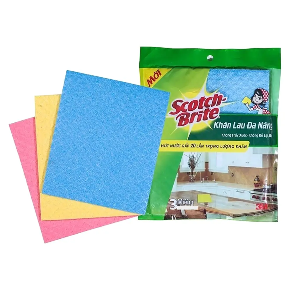 Khăn Lau Đa Năng, Scotch-Brite, All Purpose Cloth, 3 Miếng (31.5 x 25.7cm) - 3M
