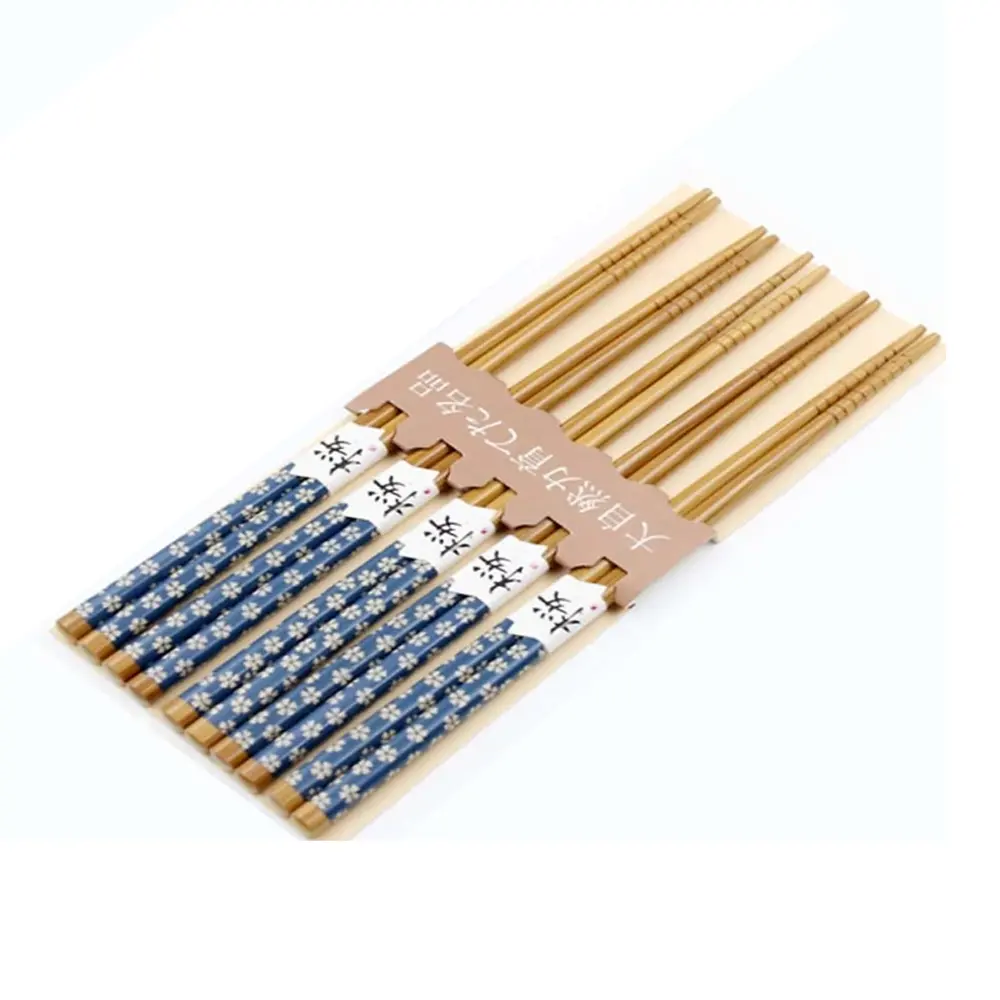 Đũa Tre Hoa Xanh, Bamboo Chopsticks, 5 Đôi (22.5cm) - LIVING