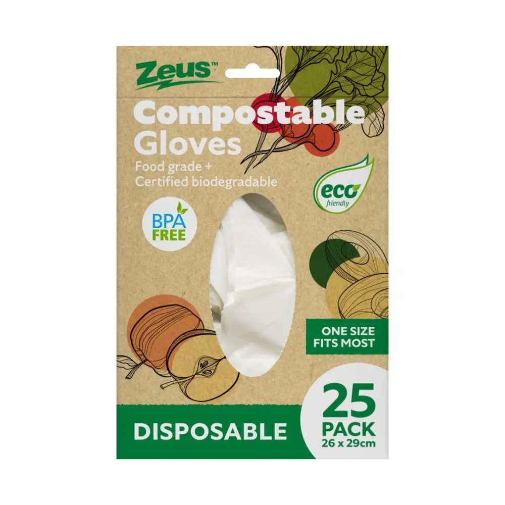 Găng Tay Đa Dụng Phân Hủy Sinh Học, Compostable Gloves, BPA Free, 25 Cái (26 x 29cm) - ZEUS