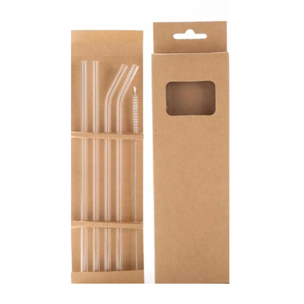 Ống Hút Thuỷ Tinh, Glass Straws Reusable, 2 Straight Straws, 2 Curved Straws & Cleaning Brush - UNCLE BILLS