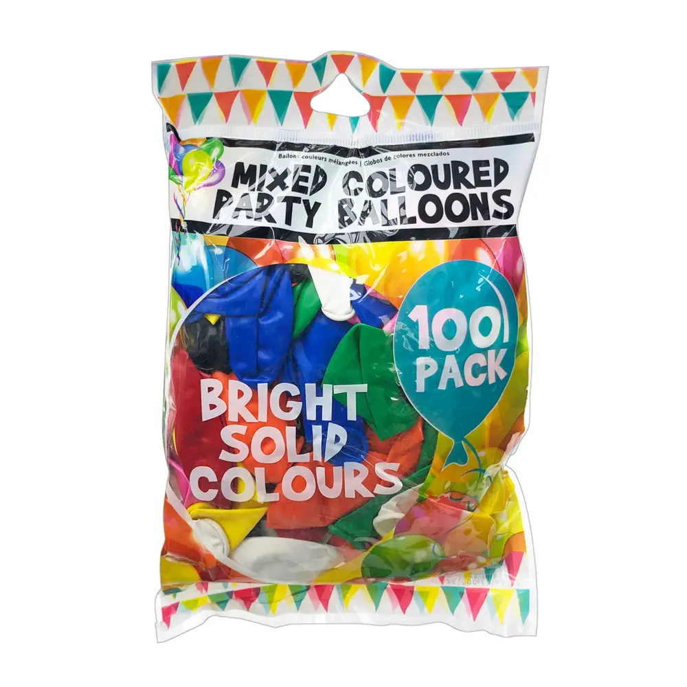 Bong Bóng Nhiều Màu, Mixed Coloured Party Balloons, 100 Cái (23cm) - UNCLE BILLS